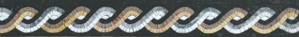 Geometrical String Art Marble Mosaic Border - 4" Tile