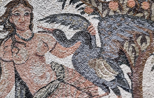 50"x32" Ancient Man Holding Duck Mosaic Wall Art –Historical Scene, Nature-Inspired Home Decor, Customization available