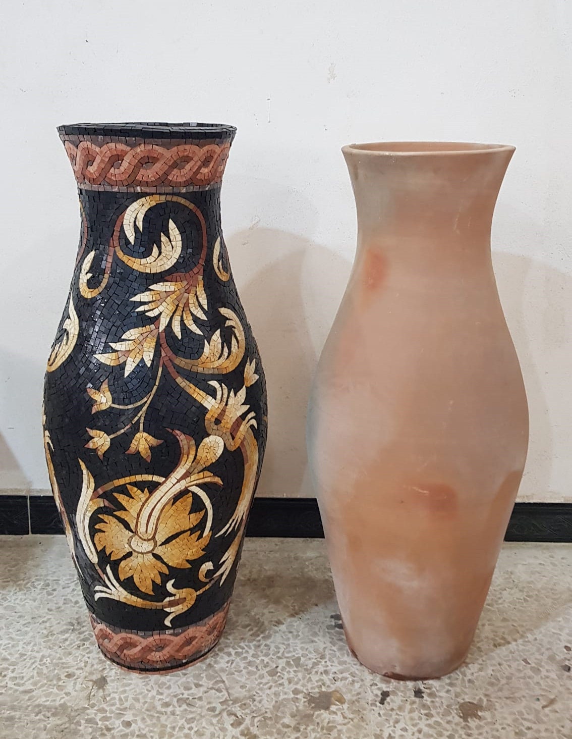 Floral Mosaic Vase: Handmade Marble Stone Plant Holder