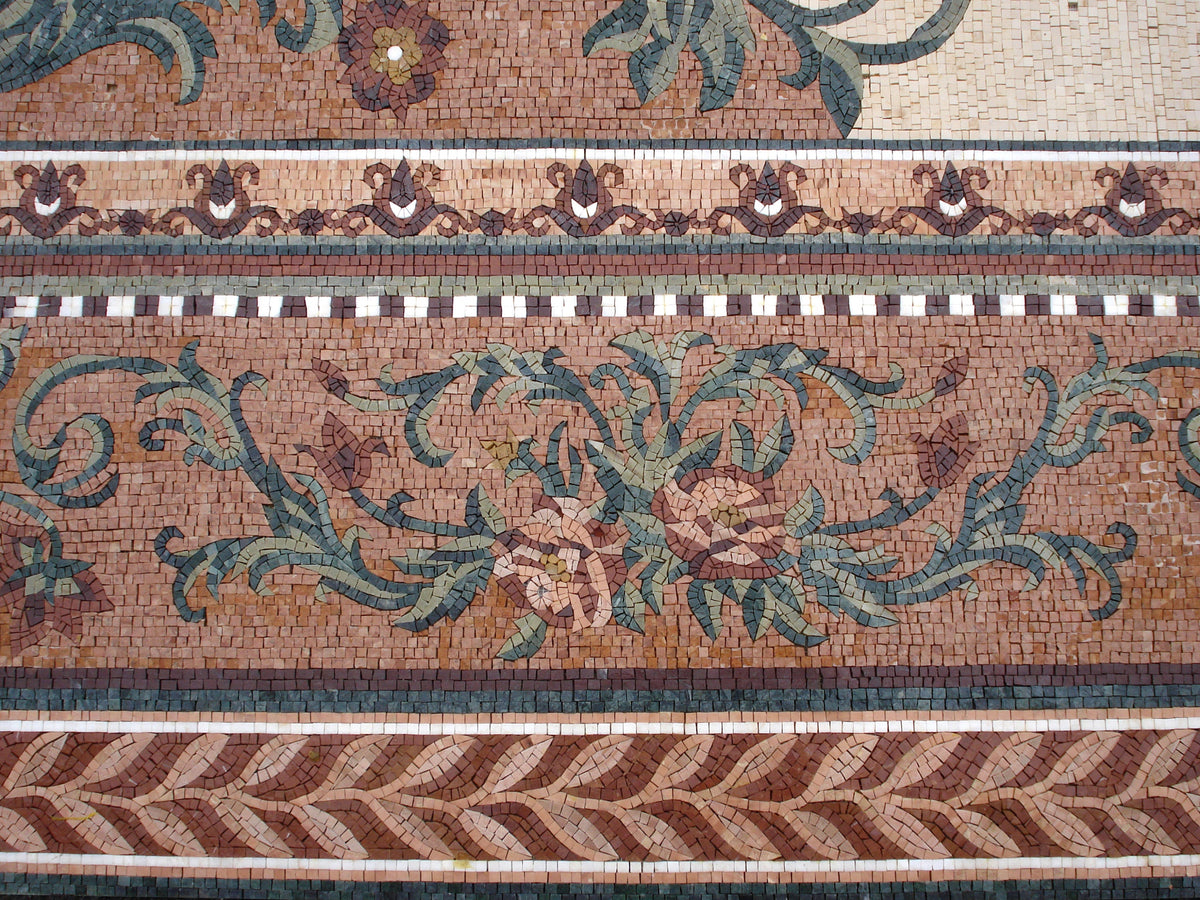 Handmade Marble Mosaic Rug: Floral Stone Art, 120x80