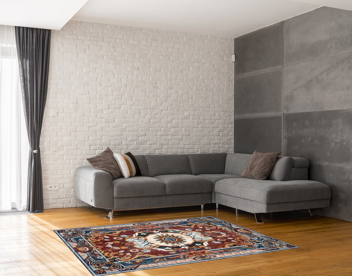 Handmade Flower Art Tile Rug: Marble Mosaic Carpet (80” x 48")