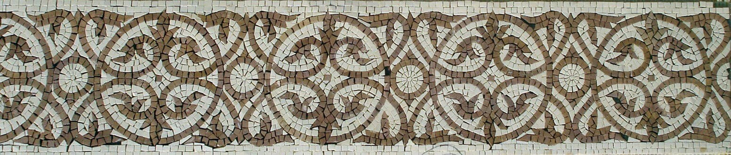 Botanical Mosaic Border Tile: Marble Art for Walls (8"x40")