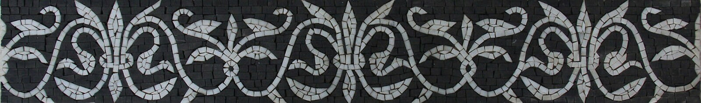 Botanical Marble Mosaic Border: Floral Vine Art, 6" x 40"