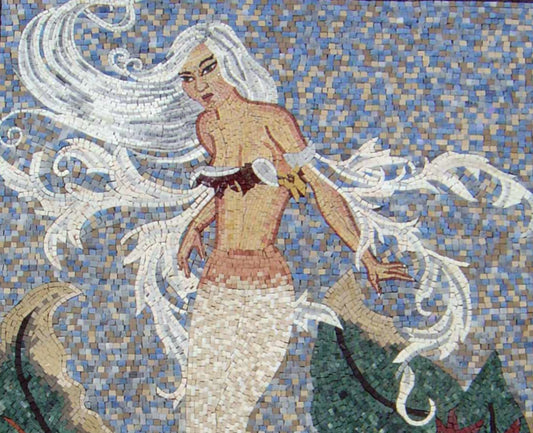 Handmade Mermaid Mosaic Tile Art: Sea Life Marble Backsplash