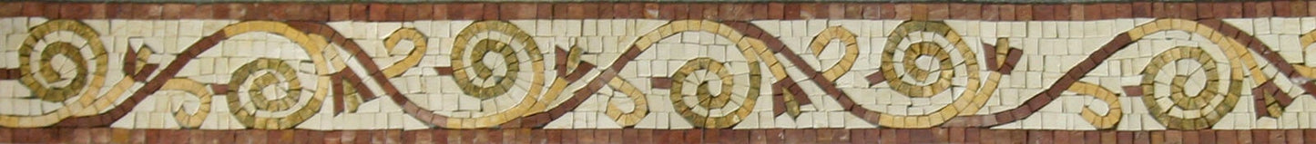 Botanical Mosaic Tile Border: Yellow Brown Marble Art, 4"