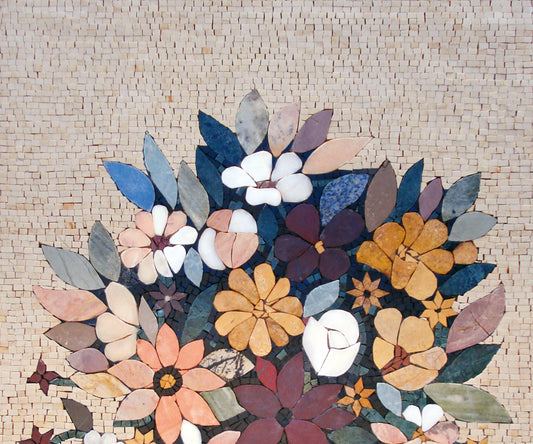 Handmade Marble Mosaic Rose Wall Art: Flower Vase Decor