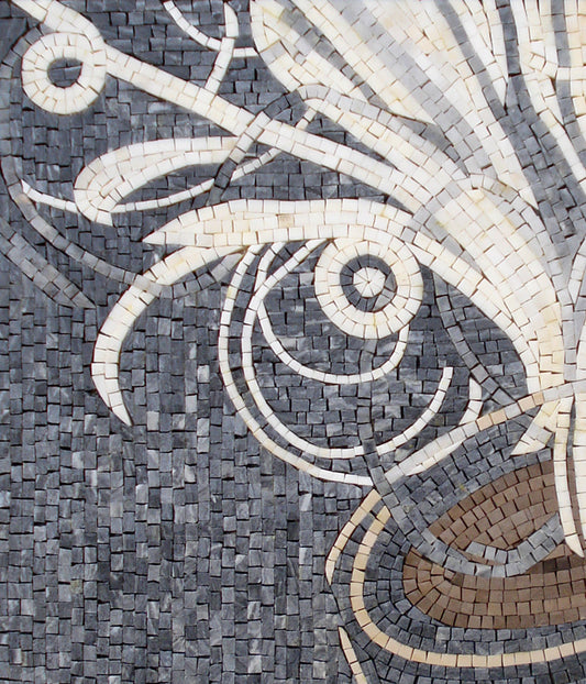 Handmade Coffee Mosaic Tile Art: Marble Wall Hanging (32” x 22”)