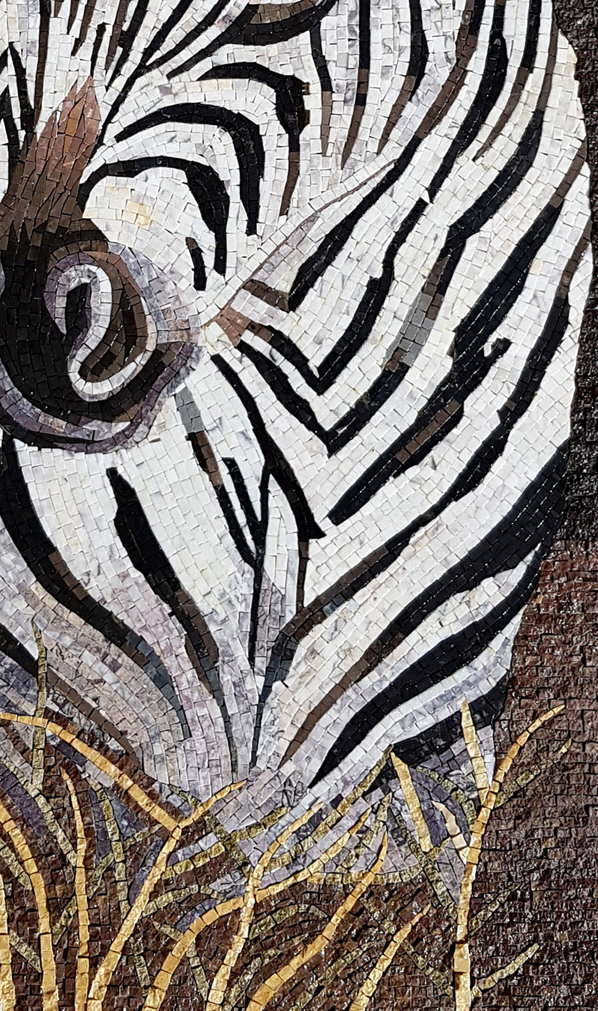 Handmade Zebra Mosaic Art: Wild Animal Tile Backsplash