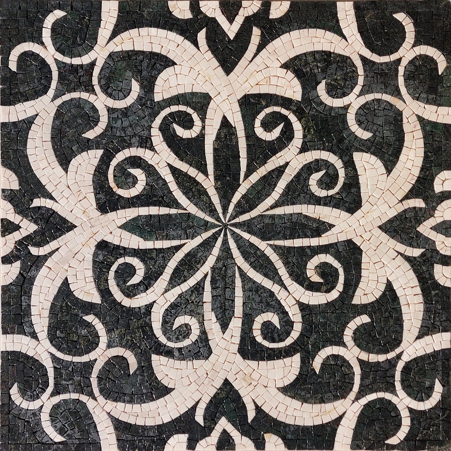 Handmade Geometric Marble Mosaic Tile: 24" Square Inlay