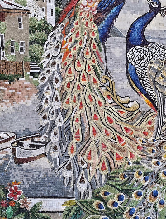 Custom Handmade Peacock Mosaic – Mosaic Glass Wall Art, Luxury Decorative Tile, Personalized Mosaic Art