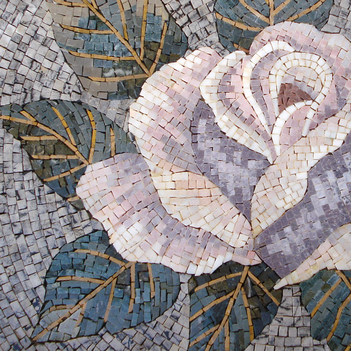 FL0029 Flower and Leaves Medallion Marble Mosaic Art