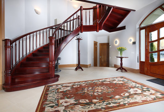 Floral Marble Stone Rug: Handmade Mosaic Carpet (96” x 80")