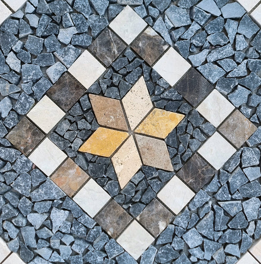 Handmade Marble Mosaic Medallion Art: Tropical Decor (24x24)