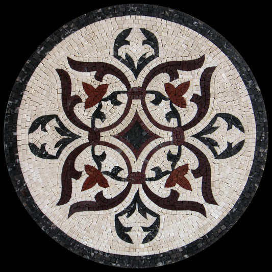 20" Round Mosaic Medallion – Custom Handmade Marble Tile Art, Elegant Home Decor, Customization available