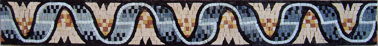 Floral Mosaic Border Tile: Geometric Wall Art (40"x 6")