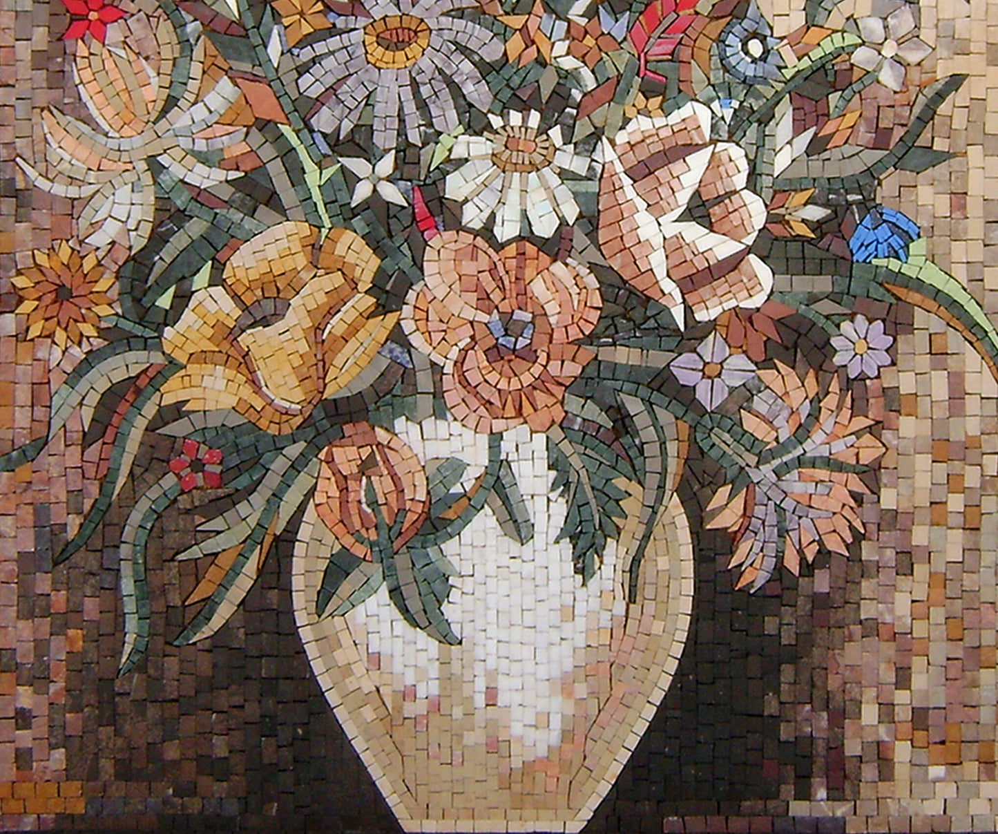 FL109 Flowers Vase Marble Mosaic Wall Art Backsplash