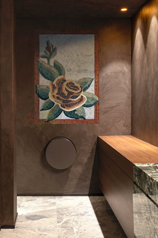 FL176 Flower Mural Marble Mosaic Art