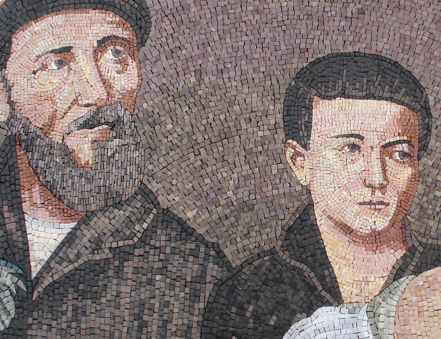 Handmade Family Portrait Mosaic Mural: Marble Stone Tiles (52” x 32")