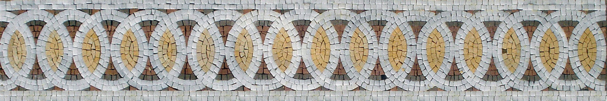 Floral Marble Mosaic Border: Handmade Circle Art Tile (8"x40")