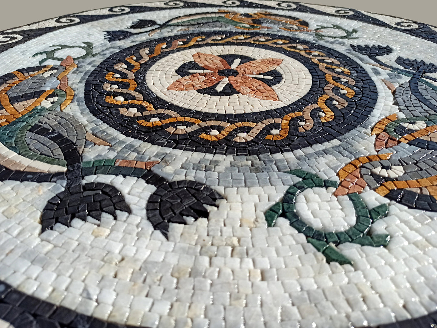 Oceanic Harmony - 24" Handmade Dolphins Pattern Mosaic Medallion Art Tile Décor - Customization available