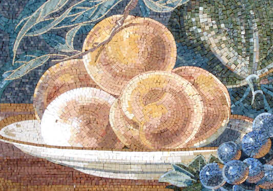 MOSAIC KITCHEN BACKSPLASH - A Still Life of Peaches, Grapes, and Watermelon Mosaic Wall Art