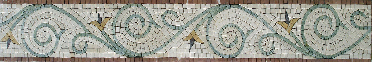 Floral Mosaic Border: Botanical Marble Art Tiles (40x6")
