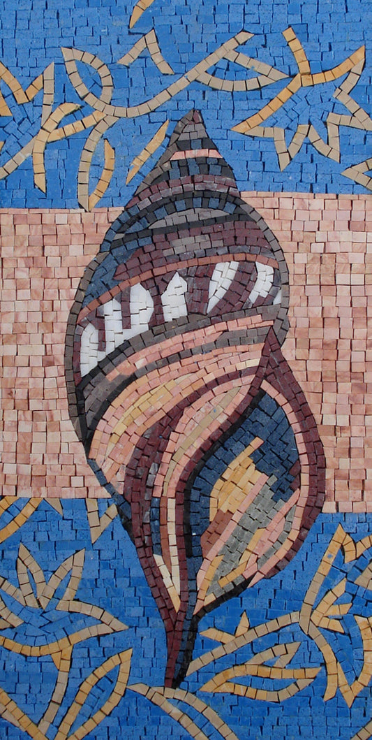 Handmade Tulip Seashell Mosaic Tile Art: Coastal Wall Decor (40x20)
