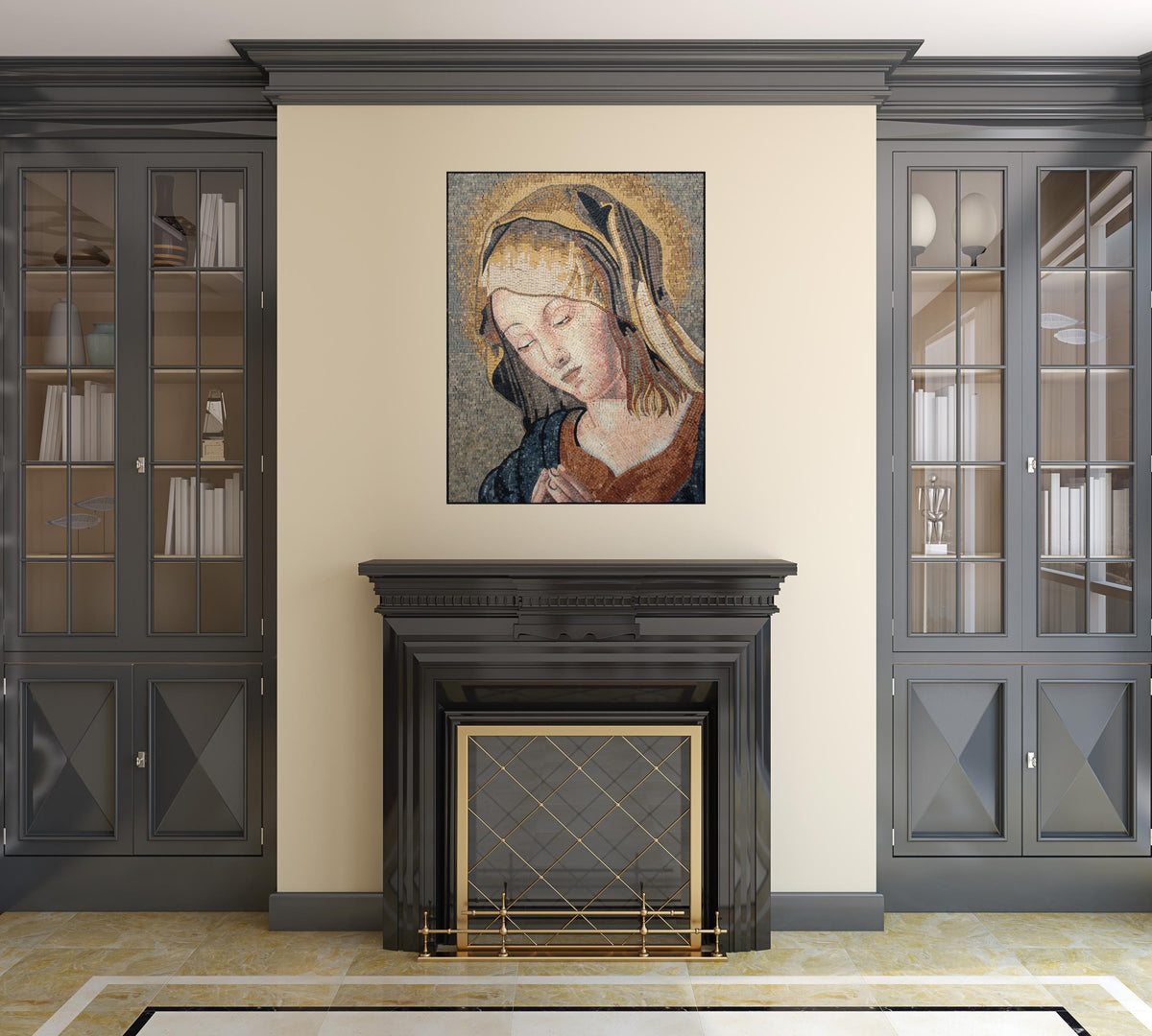 40"x32" Virgin Mary Mosaic – Christian Religious Decor, Custom Sacred Portrait, Customization available