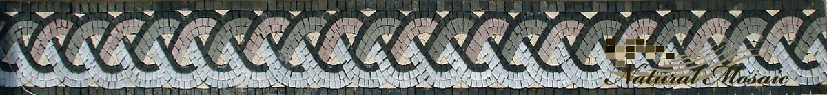 String Mosaic Border: Marble Tile Art, Interior Decor (40x6")