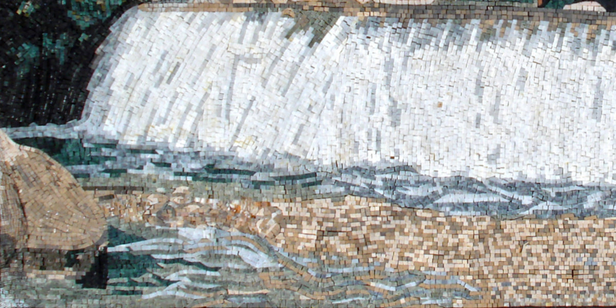 LS056 Cascades Waterfall Block Landscape Mosaic Art