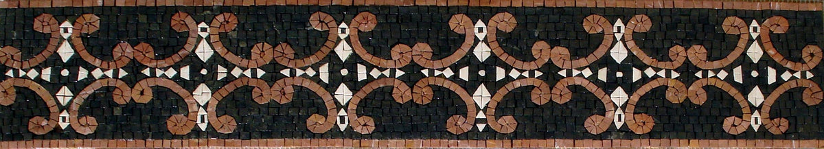 Geometrical Marble Mosaic Border: 40" x 6" Wall Art