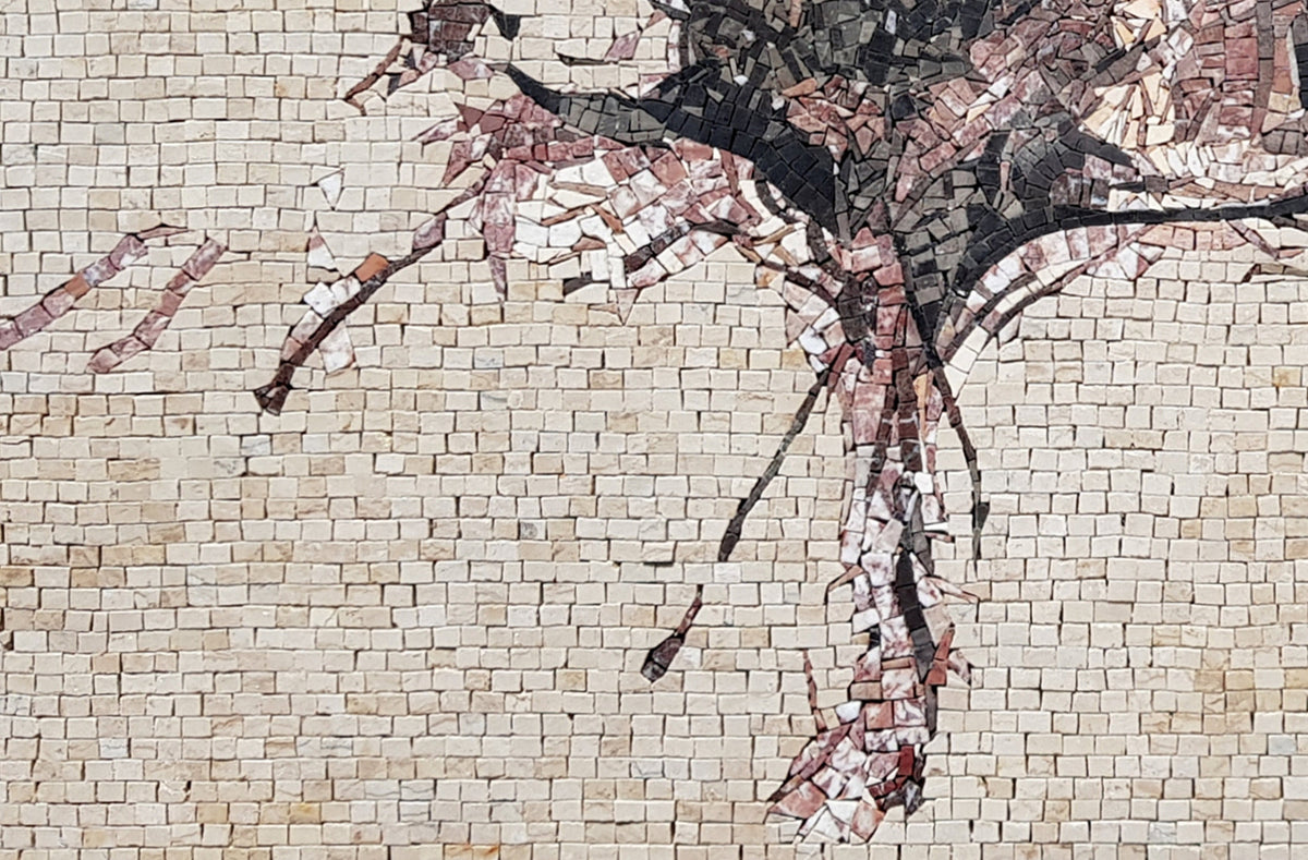 Handmade Horse Mosaic Tile Art: Marble Stone Animal Wall Decor