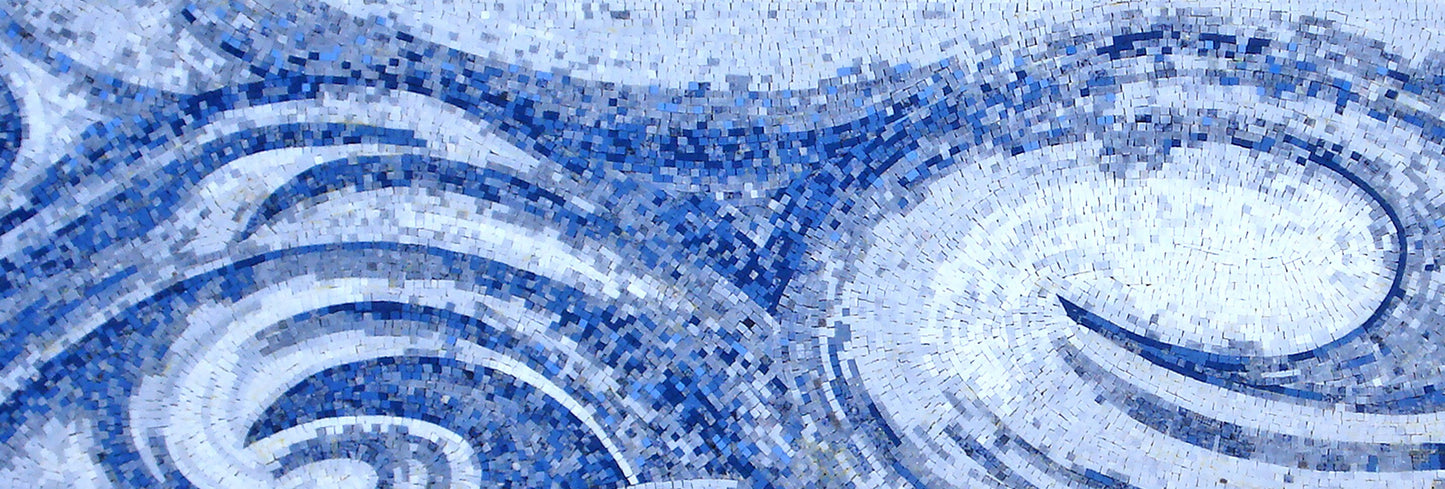 OCEAN MOSAIC TILES | Sea View Blue Waves Artwork Tiles For Living Room Walls | Tiles For Interior Outdoor Entry Walls And House Warming