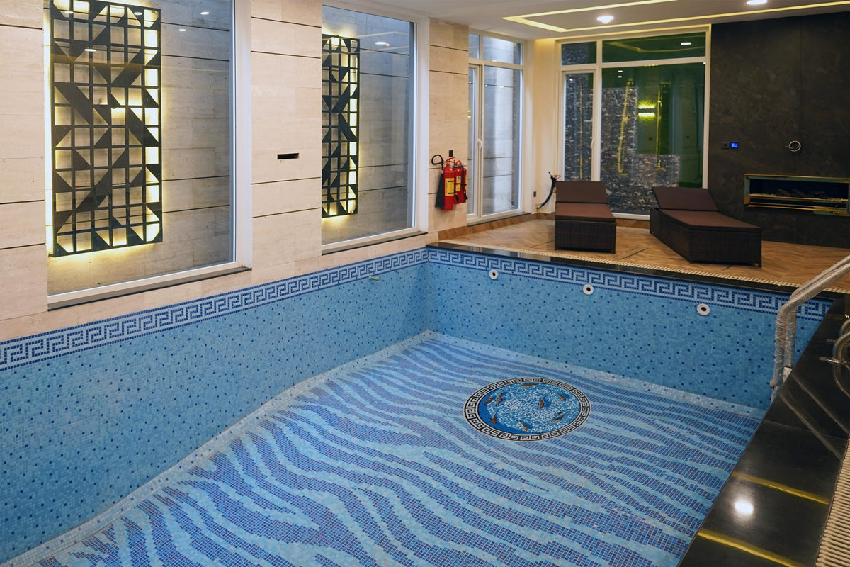 Handmade Fish Mosaic Tile: Kitchen Backsplash, Pool Art (36")