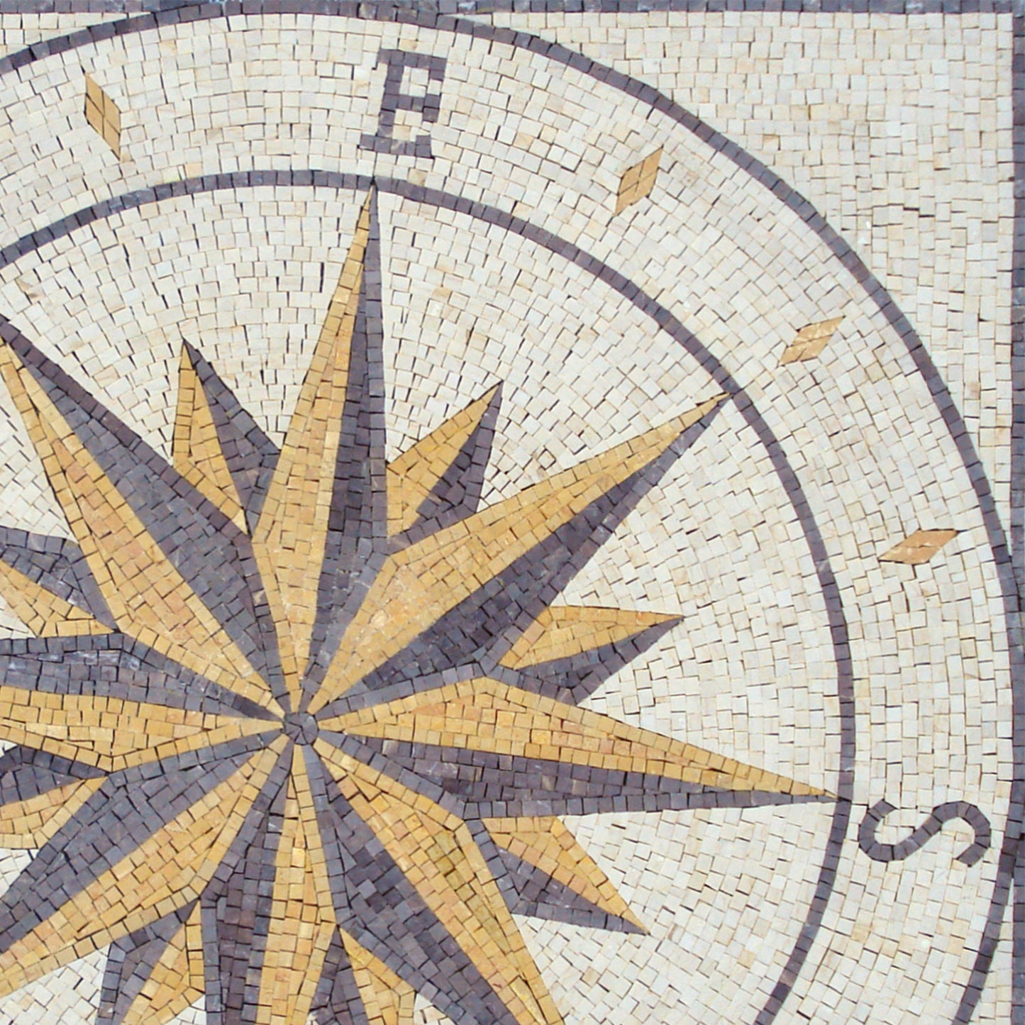 Handmade Nautical Compass Mosaic Tile: Marble Medallion Artwork (40x40)