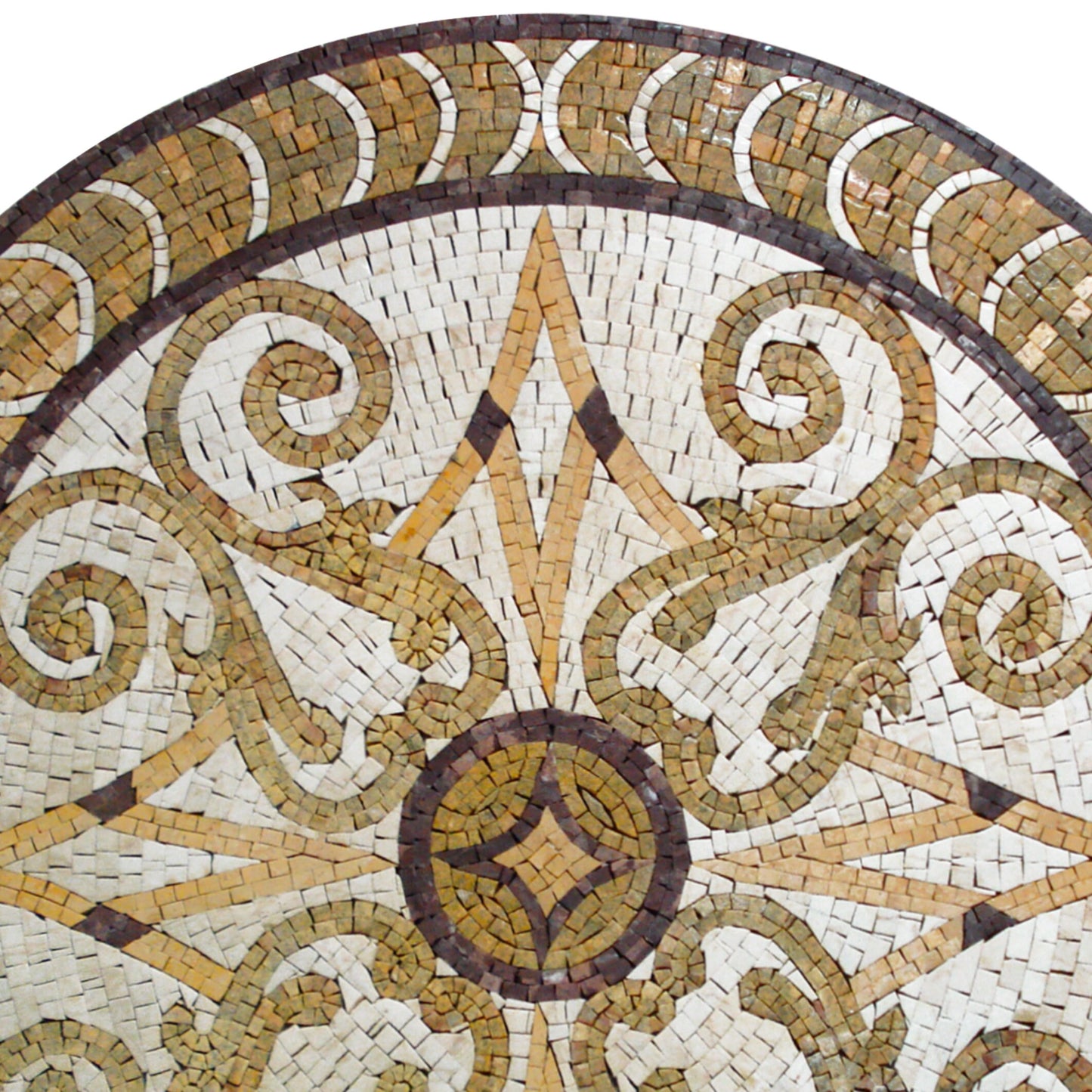 Handmade Marble Mosaic Medallion Art Tile - 36" Decorative Floor or Wall