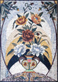 Handmade Marble Mosaic Art: Floral InVase Stone Decor (44” x 32”)