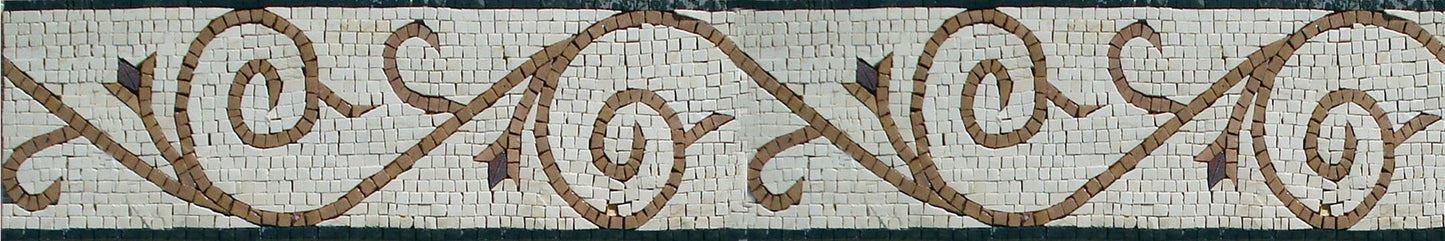 Floral Mosaic Border: Botanical Marble Tiles, Interior Decor (6"x40")