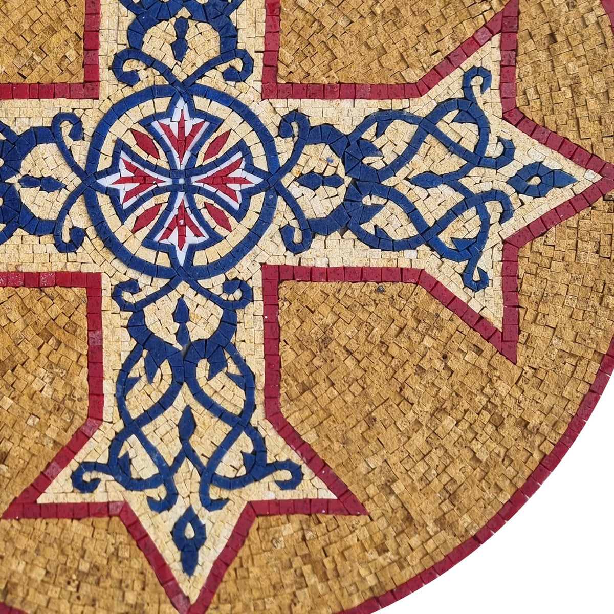 Custom Round Mosaic Plus Sign – Kitchen Wall Decor, Geometric Stone Medallion, customization available