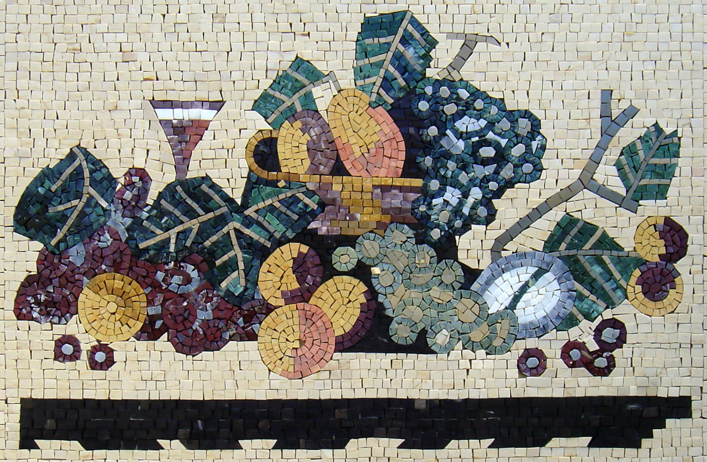 Handmade Fruit Mosaic Backsplash Art: Stone Kitchen Wall Decor