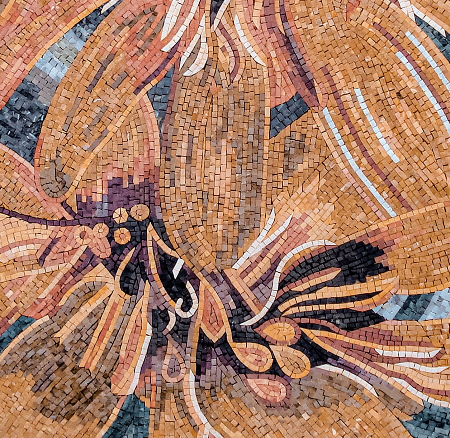 FL031 Orange Lilies Marble Mosaic Art Tile