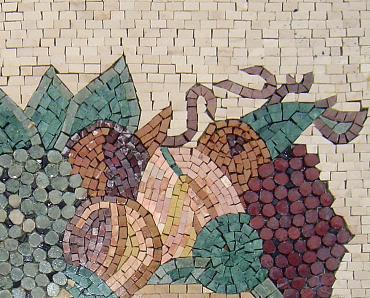 STILLIFE MOSAIC Tiles| Overflowing Fruit In Basket Mosaic Backsplash For Kitchen Wall Décor | Fruits Backsplash For Table Top