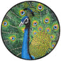 Handmade Peacock Mosaic Tile Art: Round Marble Medallion (24" Diameter)