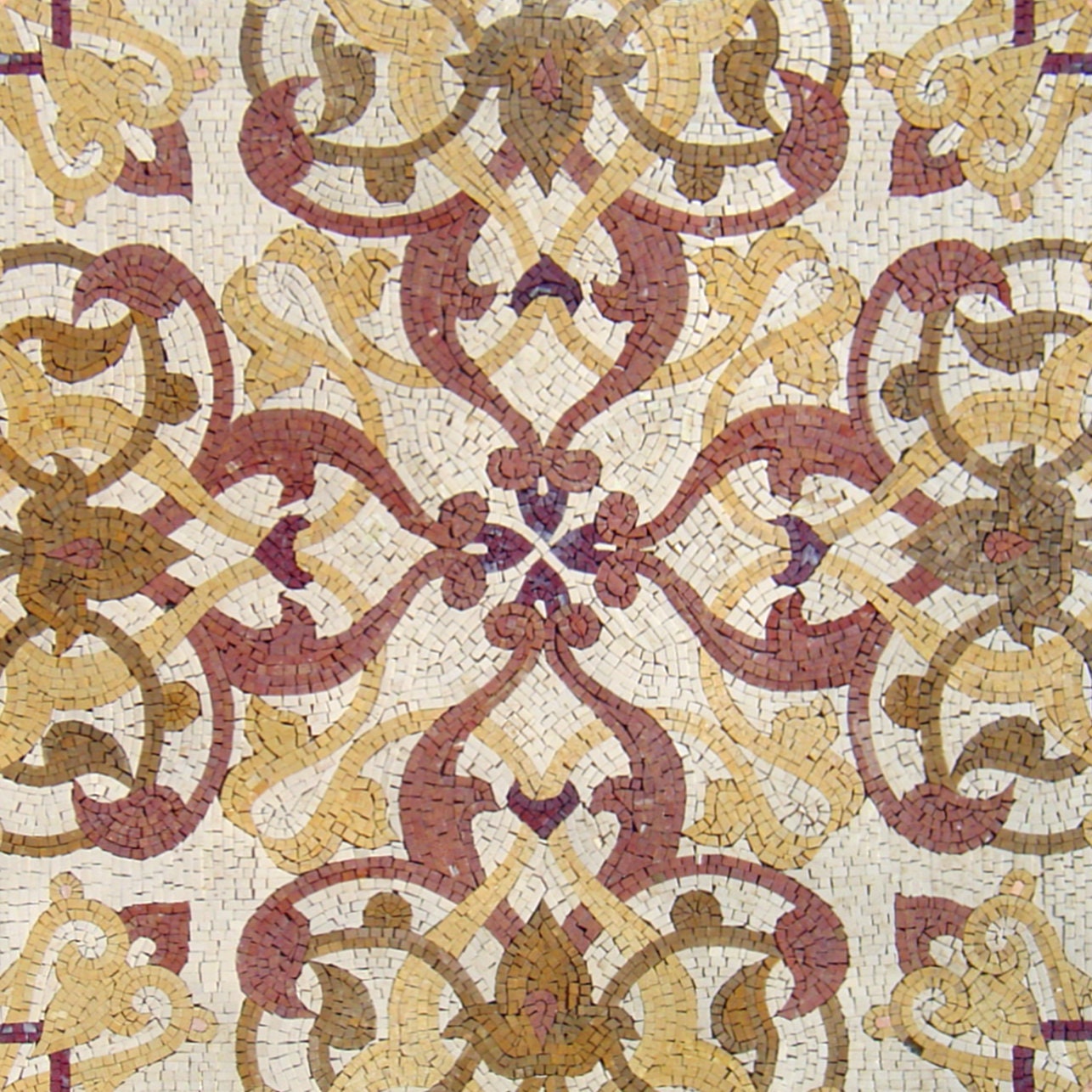 Handmade Floral Marble Mosaic Tile: 40" Elegant Medallion