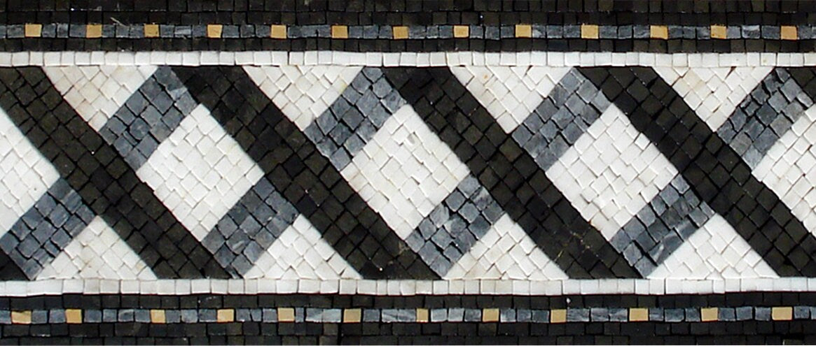 Geometric Mosaic Tile Border: Black and White Line Artwork, 8"
