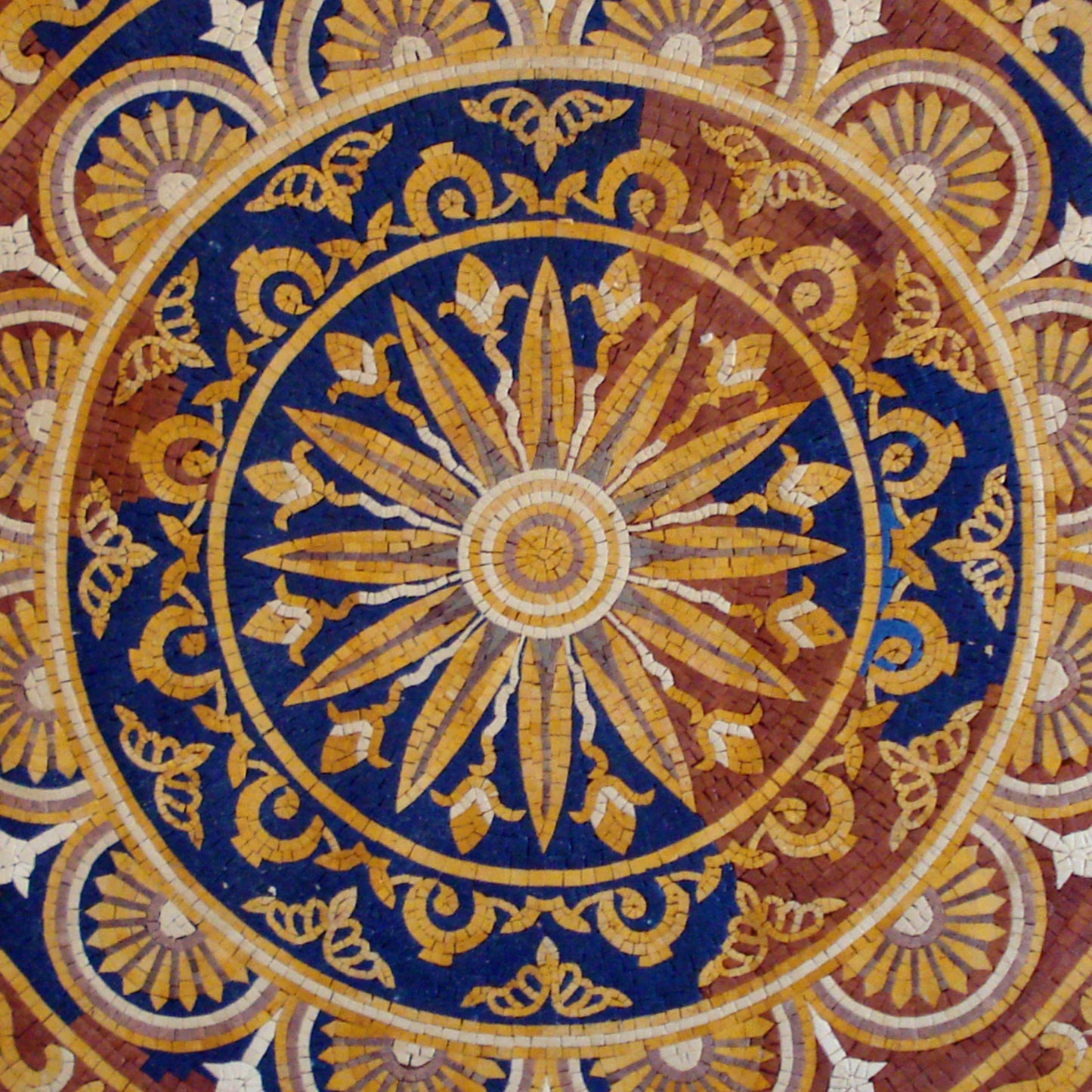 Handmade Medallion Marble Mosaic Tile: 48" Square Backsplash