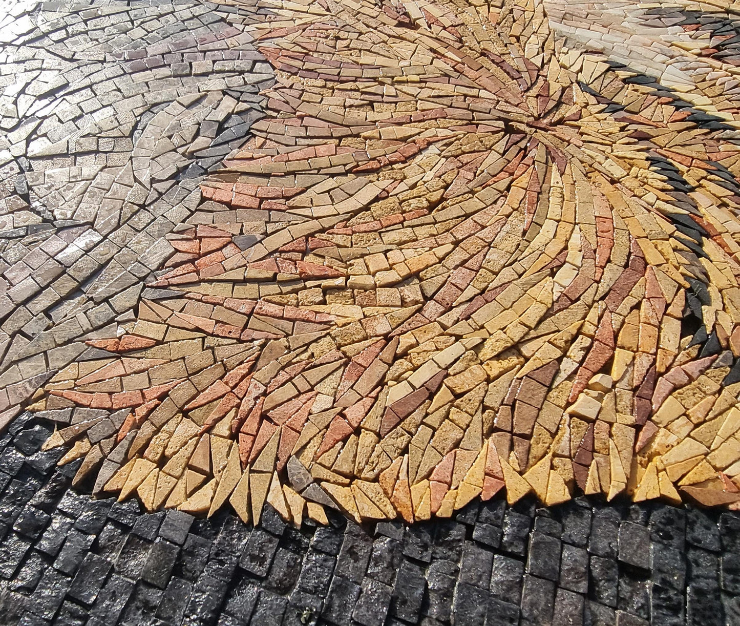 Handmade Lion Mosaic Mural: Jungle Animal Stone Art (40” x 28”)