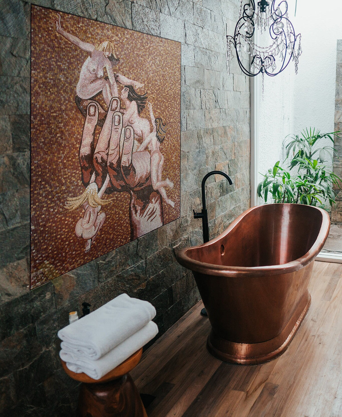 GODDESS MOSAICTILES | Four Nude Women Climbing On Hand Reproduction Mosaic Art Tiles | Italian Artist Mosaic Backsplash Tiles For Walls