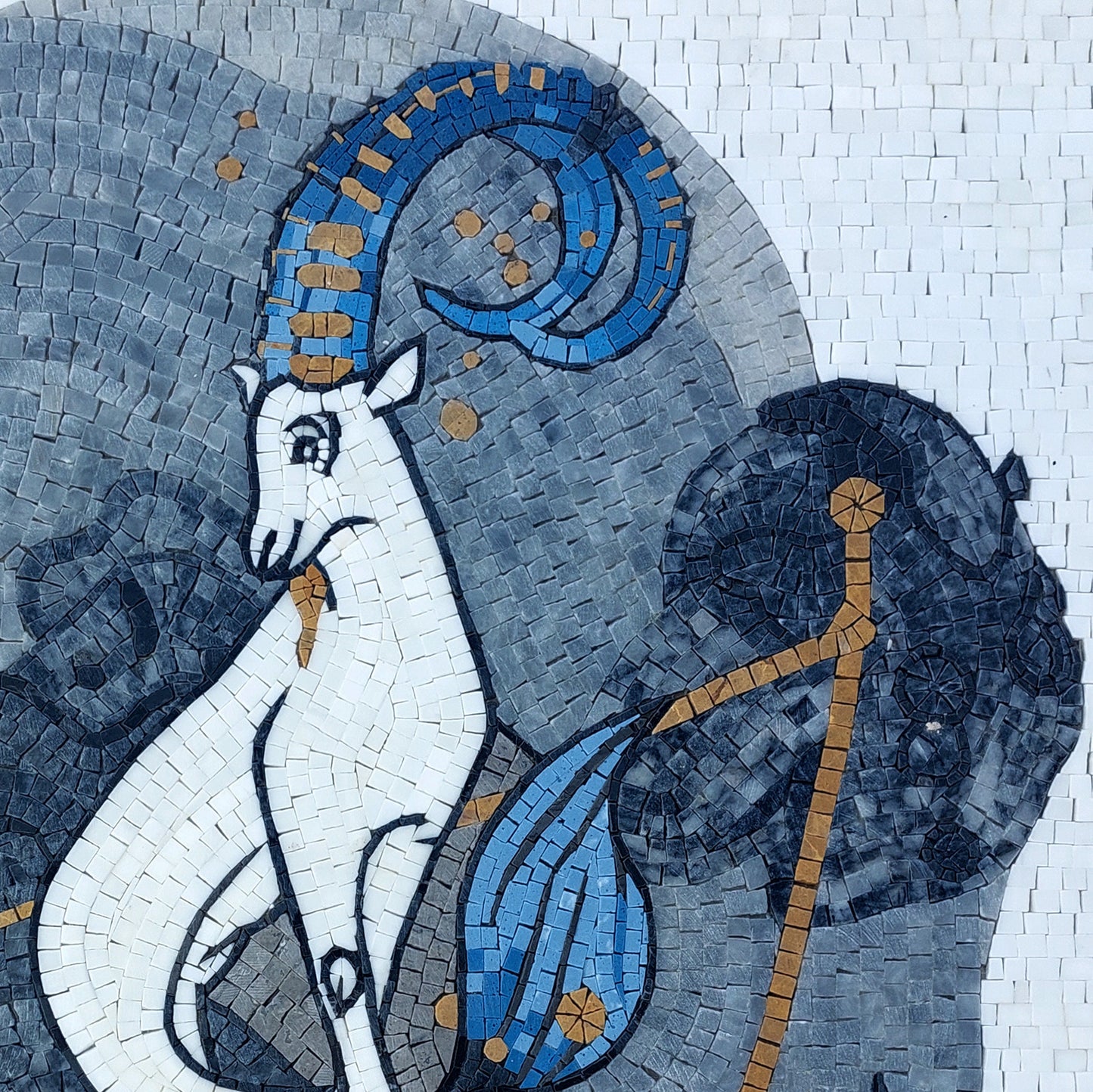 Handmade Capricorn Zodiac Mosaic Tile Art: Home Wall Decor