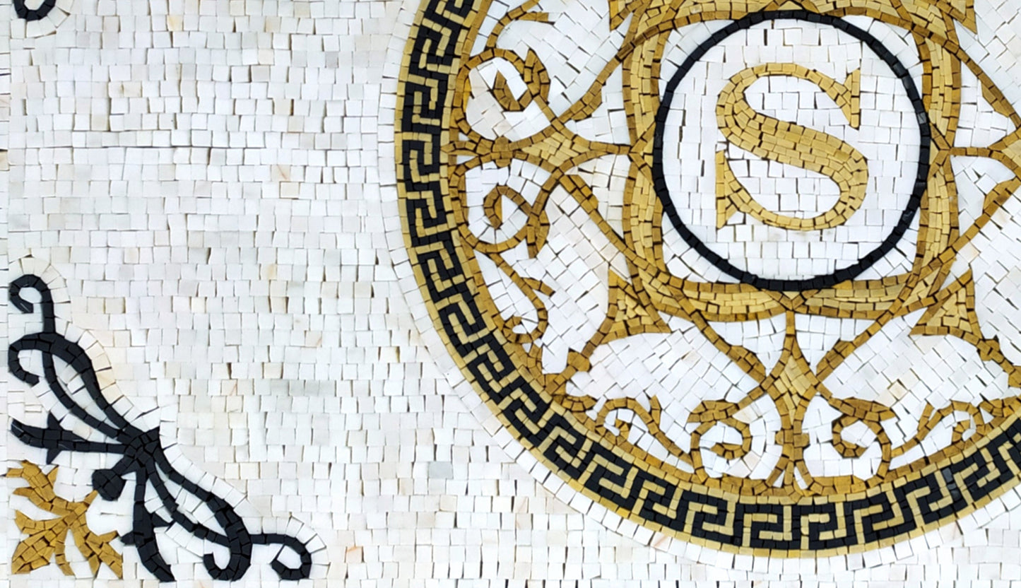 Handmade Marble Medallion Rug: Natural Stone Mosaic Art (52” x 30”)